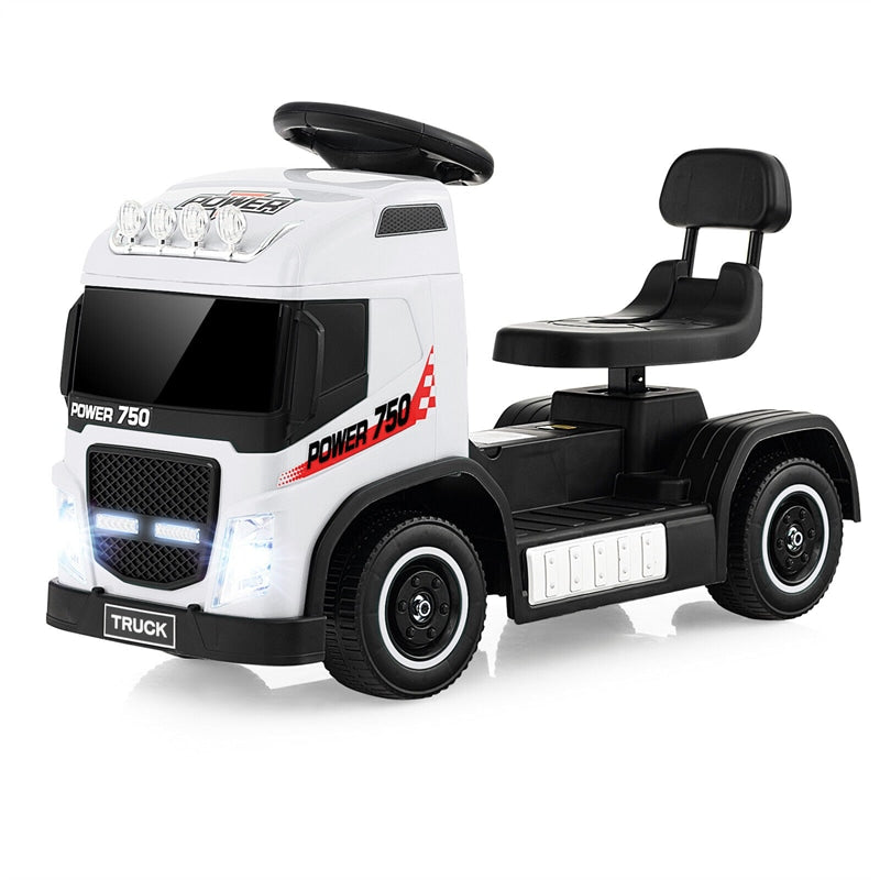 6V Battery Kids Ride on Car 2-in-1 Mini Ride On Truck Electric & Coasting Mode with Height Adjustable Seat & LED Lights