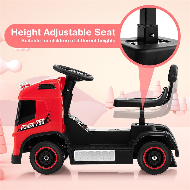 6V Battery Kids Ride on Car 2-in-1 Mini Ride On Truck Electric & Coasting Mode with Height Adjustable Seat & LED Lights