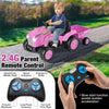 2-in-1 Kids Ride On Tractor with Trailer, 12V Battery Powered Electric Ride on Car Toy Tractor with Remote Control, Lights, 3-Gear-Shift Ground Loader