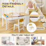 2-in-1 Kids Table and Chair Set Wooden Art Easel Activity Table with Paper Roller, 6 Paint Cups & 6 Storage Bins