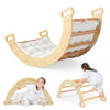 3-in-1 Montessori Climbing Arch Rocker Wooden Arch Climber Ladder Structure Pikler Arch Climbing Toys with Cozy Cushion for Toddlers Kids Gift