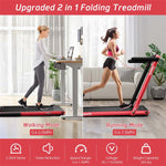 2-in-1 Under Desk Treadmill 2.5HP Superfit Folding Treadmill Walking Jogging Machine Dual Display Screen with APP Control for Home Office