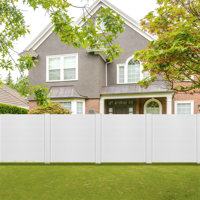 2-Panel Outdoor Privacy Screen 48''H Decorative Vinyl Fence Air Conditioner Fence Garbage Can Enclosure Fence with 3 Stakes for Garden Yard Lawn