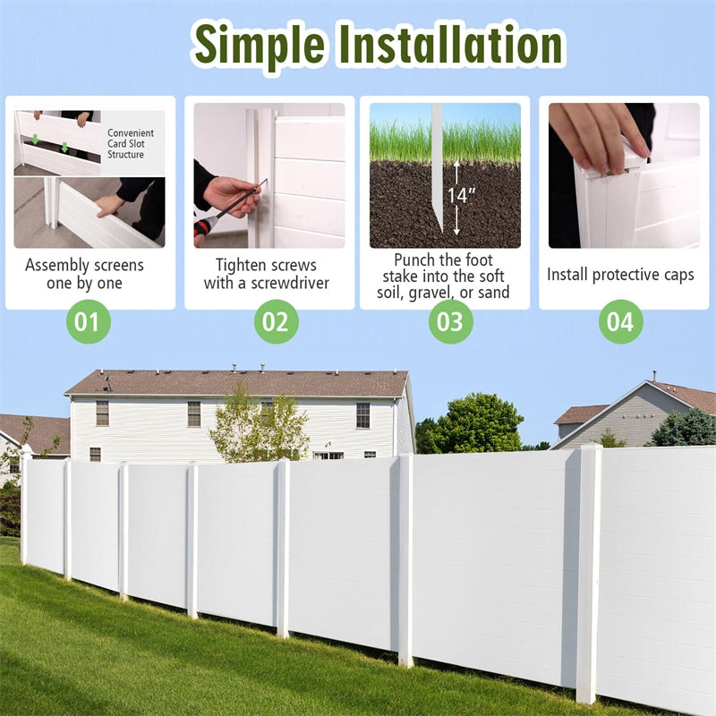 2-Panel Outdoor Privacy Screen 48''H Decorative Vinyl Fence Air Conditioner Fence Garbage Can Enclosure Fence with 3 Stakes for Garden Yard Lawn