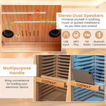 1-2 Person Far Infrared Wooden Sauna Room Canadian Hemlock Indoor Low EMF Sauna for Home with 9 Carbon Heaters, Oxygen Ionizer, Bluetooth Speakers