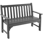 Outdoor Garden Bench All-Weather HDPE Park Bench 2-Person Patio Bench with Slatted Backrest & Armrest for Backyard Lawn