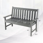 2-Person Outdoor Garden Bench 52" All-Weather HDPE Patio Porch Bench with Backrest & Armrests