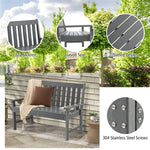 2-Person Outdoor Garden Bench 52" All-Weather HDPE Patio Porch Bench with Backrest & Armrests