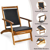 2 Pack Acacia Wood Folding Wicker Chaise Lounges Patio Lounge Chairs Relining Pool Chairs with Retractable Footrest
