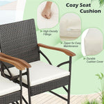 2pcs All-Weather Wicker Patio Dining Chairs Outdoor PE Rattan Armchairs with Soft Cushions & Heavy-Duty Metal Frame