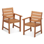 2 PCS Hardwood Patio Dining Chairs Ergonomic Outdoor Garden Chairs Dining Armchairs with Breathable Slatted Seats & Inclined Backrests