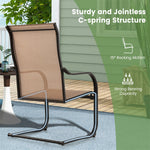 2 PCS Heavy Duty Patio Dining Chairs C-Spring High Back Outdoor Chairs with All Weather Fabric & Sled Base