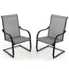 2 PCS Heavy Duty C-Spring Patio Dining Chairs High Back Outdoor Dining Chairs with All Weather Seat Fabric & Sled Base