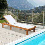 2PCS Outdoor Chaise Lounge Eucalyptus Wood Reclining Pool Lounge Chair with 5-Position Adjustable Backrest & Quick-Drying Fabric