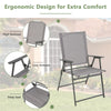 2PCS Outdoor Folding Chairs Weather-Resistant High Back Patio Dining Chairs Metal Frame Portable Chairs with Armrests & Footrest