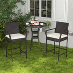 Bestoutdor PE Wicker Bar Stools Set of 2 Patio Bar Chairs Counter Height Barstools with Armrests & Soft Cushions