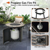 32" Round Fire Pit Table 30,000 BTU Outdoor Propane Gas Fire Pit with Fire Glasses & PVC Cover Ceramic Tile Tabletop Rattan-Like Fire Table