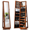 360° Swivel Jewelry Armoire Standing Lockable Jewelry Cabinet Organizer with Higher Full Length Mirror & Rear Storage Shelves