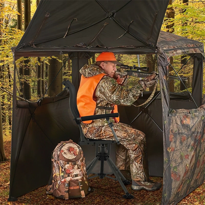 360° Swivel Silent Hunting Blind Chair Portable Folding Chairs with Adjustable Aluminum Legs & Armrests
