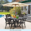 36" Cast Aluminum Bistro Table Weather Resistant Metal Round Outdoor Dining Table with Umbrella Hole & Adjustable Feet