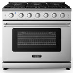 36" Freestanding Natural Gas Range Stainless Steel Dual Fuel Gas Range with 6 Burners Cooktop & 6 Cu.Ft. Convection Oven