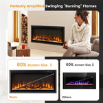 36" Linear Electric Fireplace Wall Mounted Freestanding Recessed Fireplace 1500W Slim Fireplace Heater with Remote Control