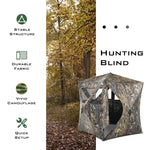 Portable Hunting Blind Pop-up Ground Blind 3-Person Camouflage Hunting Tent with Mesh Window & Carrying Bag