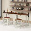 3-Piece Bar Table Set Counter Height Dining Set Space Saving Dinette Table with 2 Stools & 2 Wine Holders for Bar Kitchen Living Room