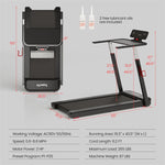 3HP Foldable Treadmill Superfit Folding Running Machine Adjustable Height with Desk, APP Control, Bluetooth Speaker & LED Display
