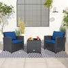 3 Piece Outdoor Wicker Rattan Patio Conversation Set with Coffee Table & 2 Sets Cushion Covers