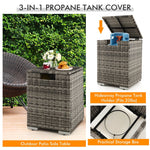 40000 BTU Wicker Outdoor Propane Fire Pit Table & Hideaway Propane Tank Holder Set with Waterproof Cover & Lava Rocks