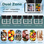 12V Dual Zone Car Refrigerator On Wheels 42-Quart Portable Car Fridge Freezer for RV Camping with Touch Control Panel, ECO Mode, Reversible Lids