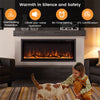 42" Linear Electric Fireplace Wall Mounted Freestanding Recessed 1500W Slim Fireplace Heater with Remote Control