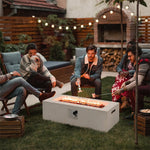 42" Rectangle Terrazzo Fire Pit Table 50,000 BTU Outdoor Propane Fire Pit with Protective PVC Cover & Stainless Steel Burner CSA Certified