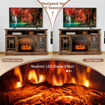 48" Fireplace TV Stand for TVs up to 50", Entertainment Center with 18" Electric Fireplace & 2 Side Cabinets