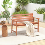 48" Hardwood Patio Bench 2-Seat Garden Chair Ergonomic Wood Outdoor Loveseat with Breathable Slatted Seat & Inclined Backrest