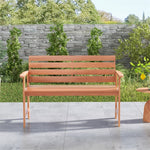 48" Hardwood Patio Bench 2-Seat Garden Chair Ergonomic Wood Outdoor Loveseat with Breathable Slatted Seat & Inclined Backrest