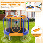 48" Round Mini Kids Trampoline Outdoor Indoor Toddler Trampoline with Enclosure Net & Heavy-duty Metal Frame U-shaped Legs