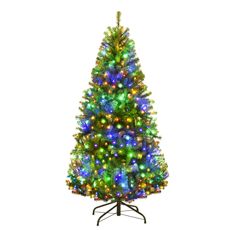 4FT Pre-lit Christmas Tree Hinged Artificial Xmas Tree 11 Flash Modes with 100 Dual-Colored LED Lights & Metal Stand
