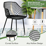 4PCS Modern Dining Chairs Plastic Shell Hollow Armchairs with 15" High Backrests & Metal Legs