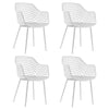Modern Dining Chairs Set of 4 Plastic Shell Hollow Armchairs with 15" High Airy Hollow Backrests & Powder-Coated Metal Legs