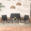4 Piece Rocking Patio Furniture Set Outdoor Rocker Bistro Set Rocking Chairs & Loveseat with Glass Top Table for Balcony Porch Yard