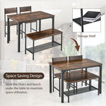4 Piece Modern Dining Table Set Kitchen Table with 2 Chairs & Storage Rack Bench