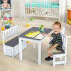 4 Piece Wooden Kids Activity Table & Chairs Set with Toy Storage Bench for Children Playroom