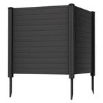 Outdoor Privacy Screen 4 Panels, 48"W x 48"H Decorative Air Conditioner Fence Vinyl Fence Trash Can Enclosure with 3 Stakes