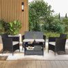 4 Pieces PE Rattan Patio Furniture Set Outdoor Wicker Conversation Set with 2-Tier Coffee Table & Soft Cushions