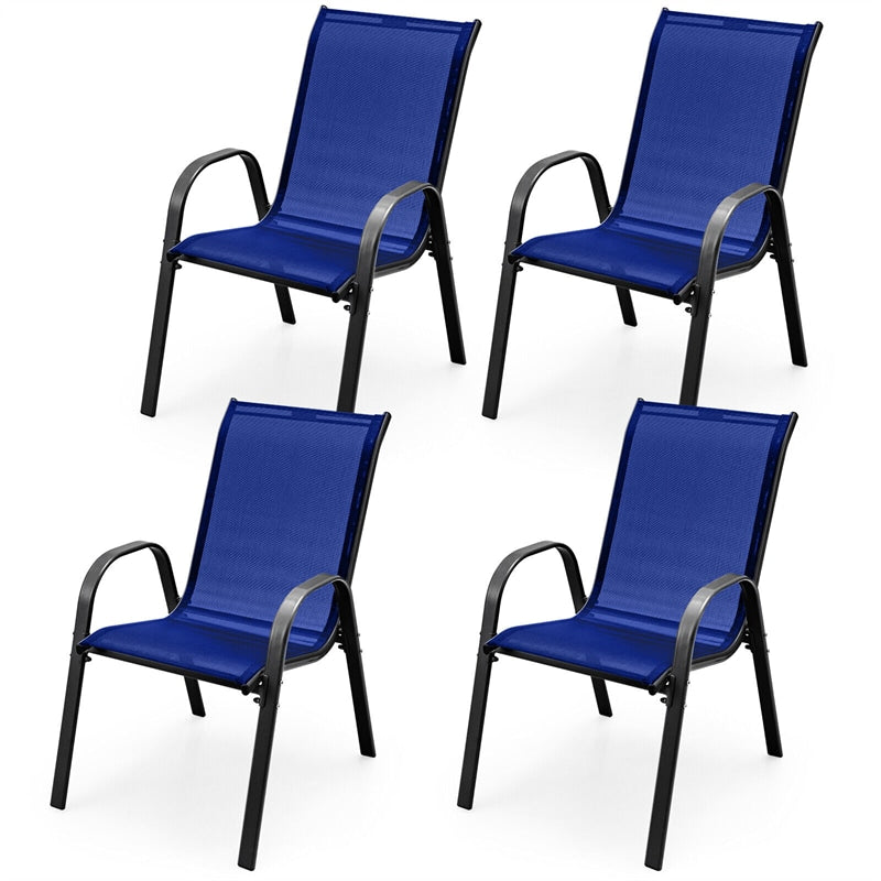 4-Pack Stackable Patio Dining Chairs All Weather Heavy Duty Outdoor Chairs with Armrests for Poolside Deck Backyard