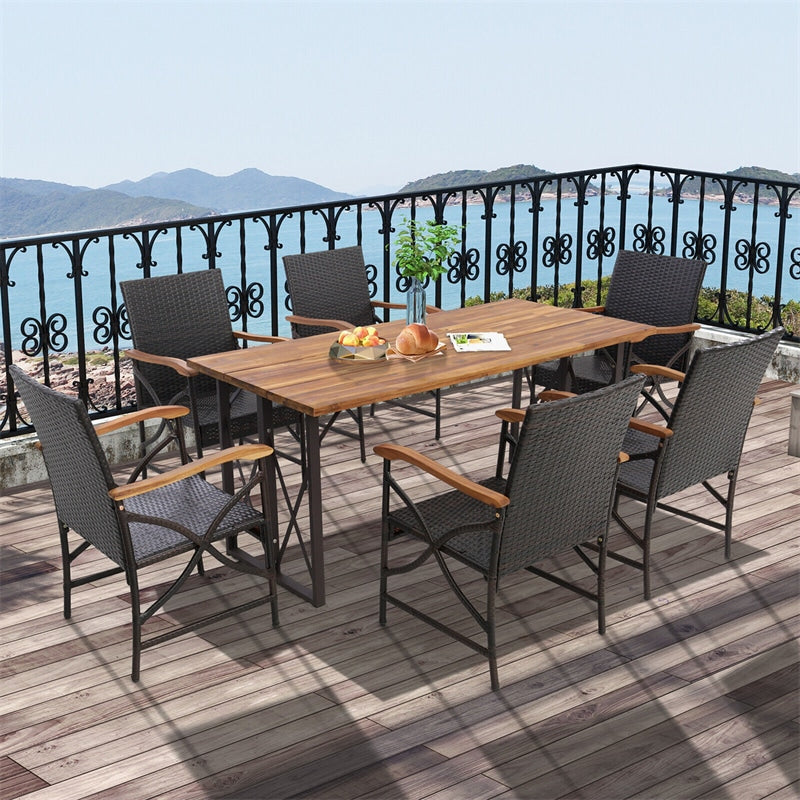 4pcs All-Weather Wicker Patio Dining Chairs Outdoor PE Rattan Armchairs with Soft Cushions & Heavy-Duty Metal Frame