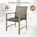 4 Pack PE Wicker Patio Dining Chairs Heavy-Duty Metal Frame Outdoor Dining Chairs with Acacia Wood Armrests