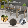 4 Pack PE Wicker Patio Dining Chairs Heavy-Duty Metal Frame Outdoor Dining Chairs with Acacia Wood Armrests